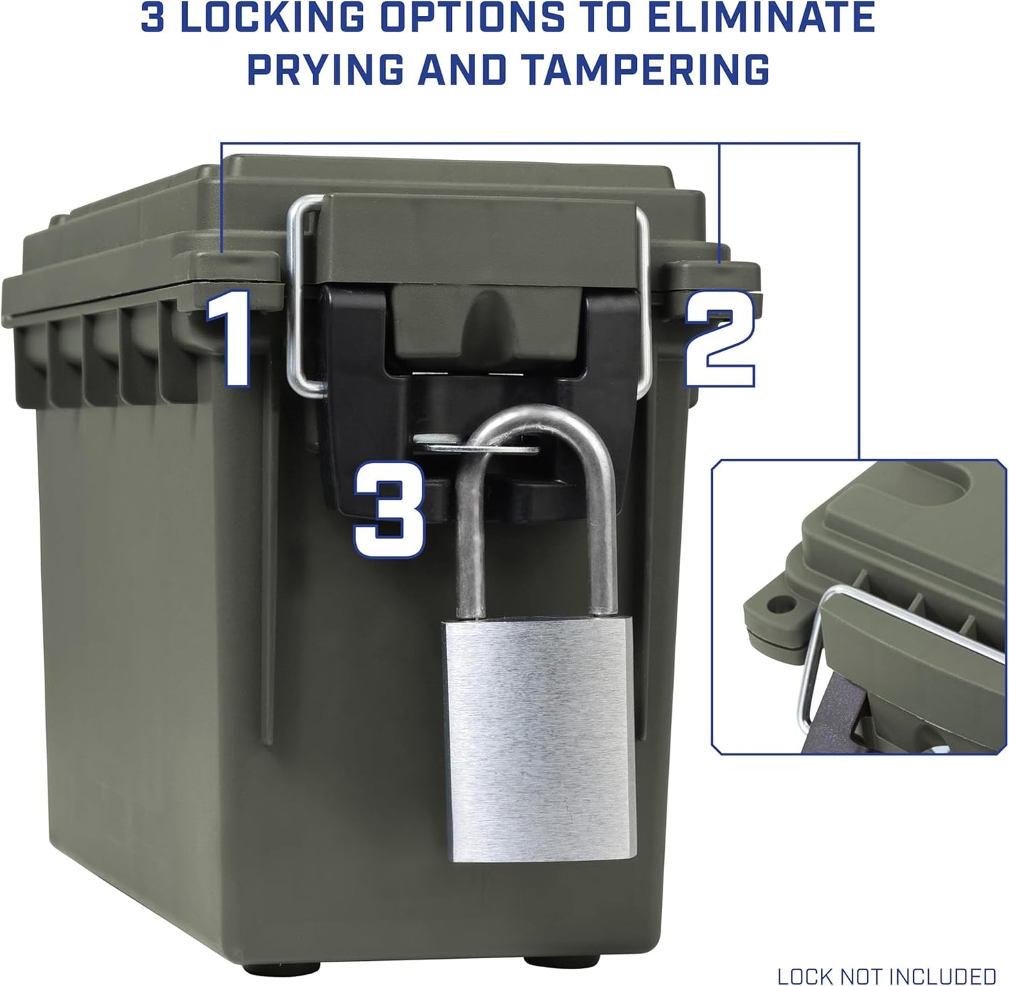 Ammo Box Made in USA, Stackable Lockable Ammo Storage Box, Black | Lockable Storage Box, Water and Dust Resistant Dry Box, Secures Hunting Gear, Gun Accessories, Supplies, and Bullets
