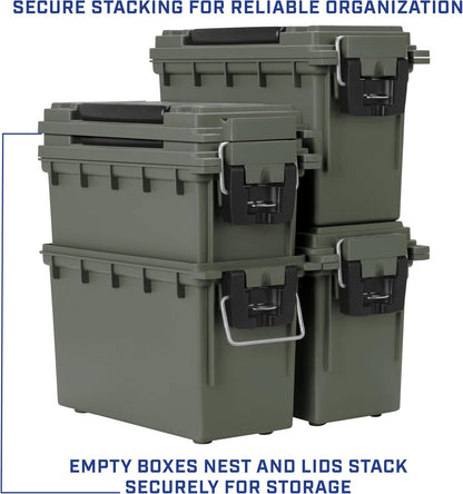 Ammo Box Made in USA, Stackable Lockable Ammo Storage Box, Black | Lockable Storage Box, Water and Dust Resistant Dry Box, Secures Hunting Gear, Gun Accessories, Supplies, and Bullets