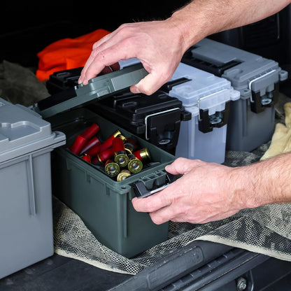 Ammo Box Made in USA, Stackable Lockable Ammo Storage Box, Black | Lockable Storage Box, Water and Dust Resistant Dry Box, Secures Hunting Gear, Gun Accessories, Supplies, and Bullets