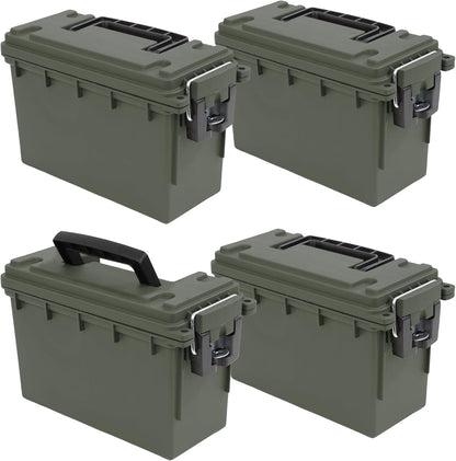Ammo Box Made in USA, Stackable Lockable Ammo Storage Box, Black | Lockable Storage Box, Water and Dust Resistant Dry Box, Secures Hunting Gear, Gun Accessories, Supplies, and Bullets