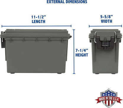 Ammo Box Made in USA, Stackable Lockable Ammo Storage Box, Black | Lockable Storage Box, Water and Dust Resistant Dry Box, Secures Hunting Gear, Gun Accessories, Supplies, and Bullets