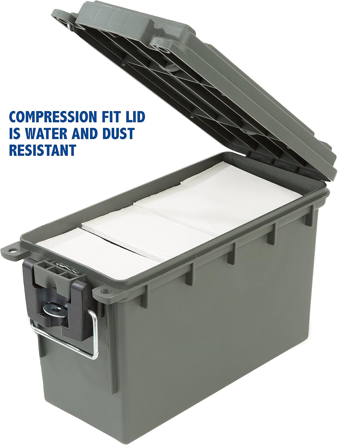 Ammo Box Made in USA, Stackable Lockable Ammo Storage Box, Black | Lockable Storage Box, Water and Dust Resistant Dry Box, Secures Hunting Gear, Gun Accessories, Supplies, and Bullets