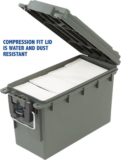 Ammo Box Made in USA, Stackable Lockable Ammo Storage Box, Black | Lockable Storage Box, Water and Dust Resistant Dry Box, Secures Hunting Gear, Gun Accessories, Supplies, and Bullets