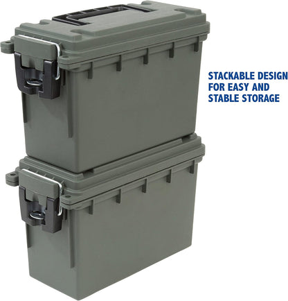 Ammo Box Made in USA, Stackable Lockable Ammo Storage Box, Black | Lockable Storage Box, Water and Dust Resistant Dry Box, Secures Hunting Gear, Gun Accessories, Supplies, and Bullets