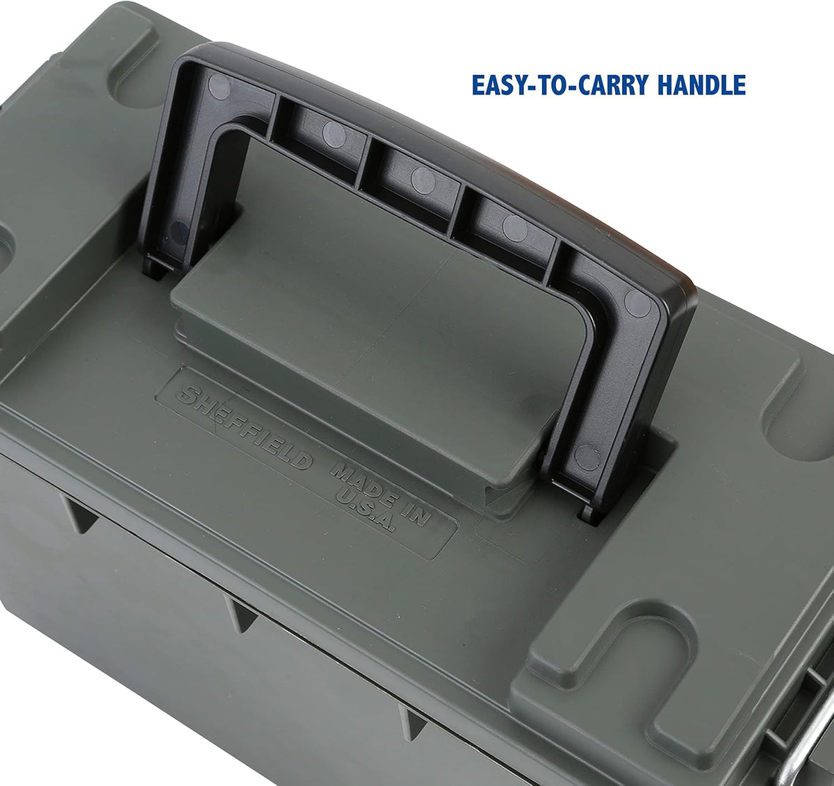 Ammo Box Made in USA, Stackable Lockable Ammo Storage Box, Black | Lockable Storage Box, Water and Dust Resistant Dry Box, Secures Hunting Gear, Gun Accessories, Supplies, and Bullets
