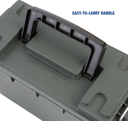 Ammo Box Made in USA, Stackable Lockable Ammo Storage Box, Black | Lockable Storage Box, Water and Dust Resistant Dry Box, Secures Hunting Gear, Gun Accessories, Supplies, and Bullets
