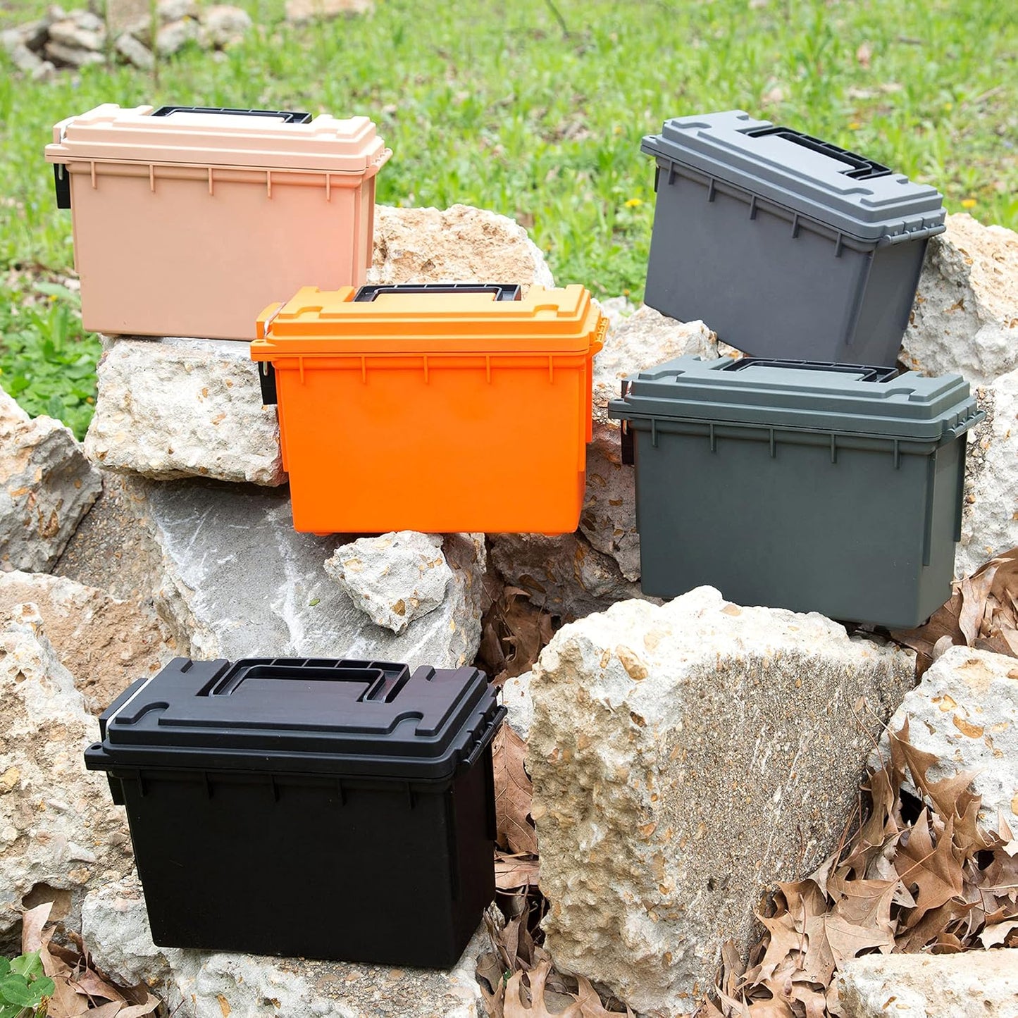 Ammo Box Made in USA, Stackable Lockable Ammo Storage Box, Black | Lockable Storage Box, Water and Dust Resistant Dry Box, Secures Hunting Gear, Gun Accessories, Supplies, and Bullets