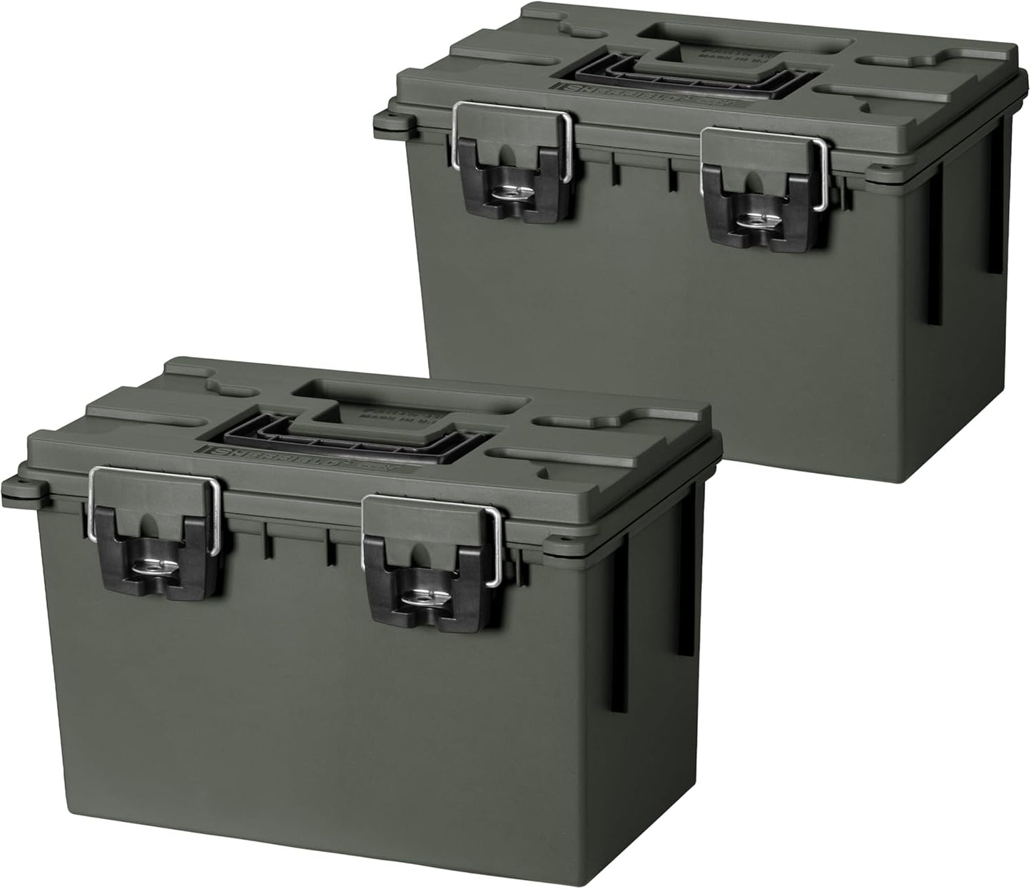 Ammo Box Made in USA, Stackable Lockable Ammo Storage Box, Black | Lockable Storage Box, Water and Dust Resistant Dry Box, Secures Hunting Gear, Gun Accessories, Supplies, and Bullets
