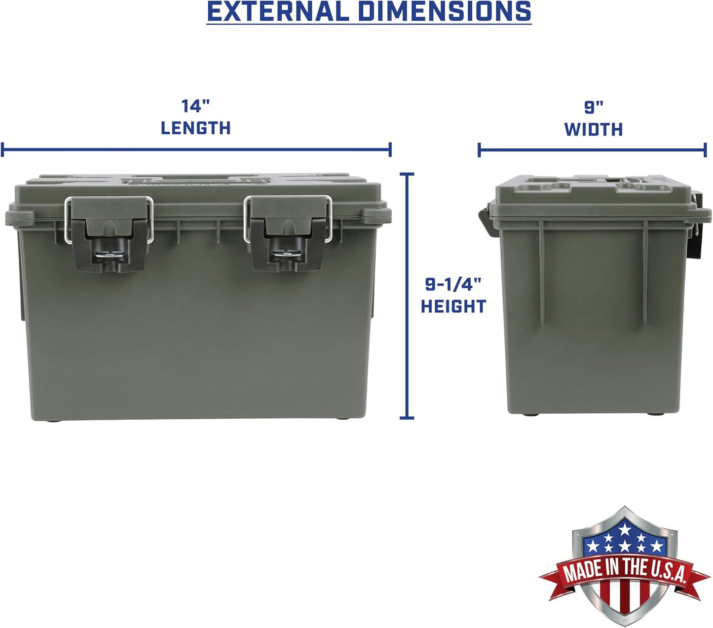 Ammo Box Made in USA, Stackable Lockable Ammo Storage Box, Black | Lockable Storage Box, Water and Dust Resistant Dry Box, Secures Hunting Gear, Gun Accessories, Supplies, and Bullets