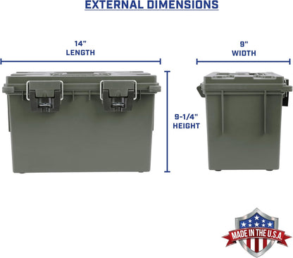 Ammo Box Made in USA, Stackable Lockable Ammo Storage Box, Black | Lockable Storage Box, Water and Dust Resistant Dry Box, Secures Hunting Gear, Gun Accessories, Supplies, and Bullets