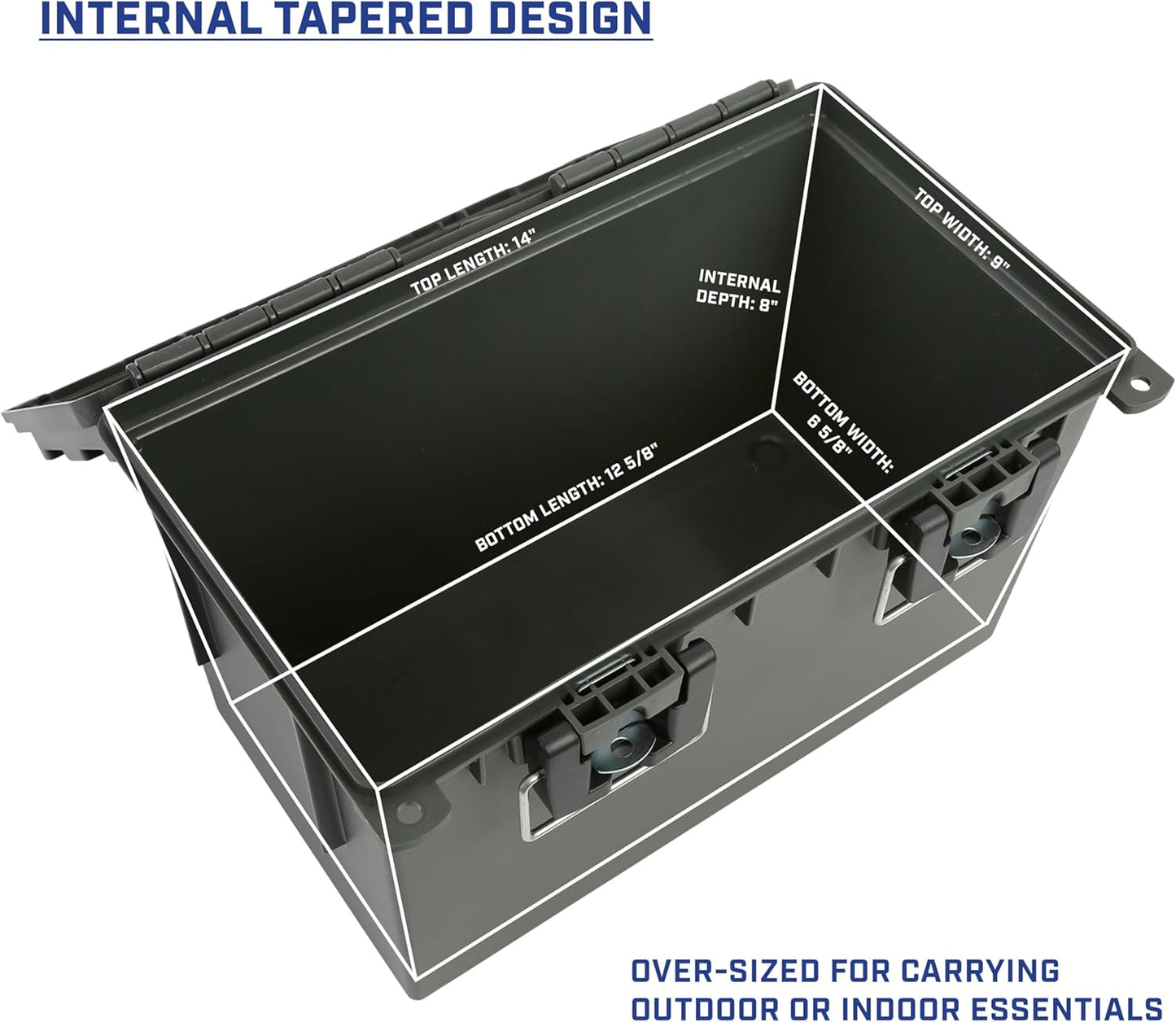 Ammo Box Made in USA, Stackable Lockable Ammo Storage Box, Black | Lockable Storage Box, Water and Dust Resistant Dry Box, Secures Hunting Gear, Gun Accessories, Supplies, and Bullets