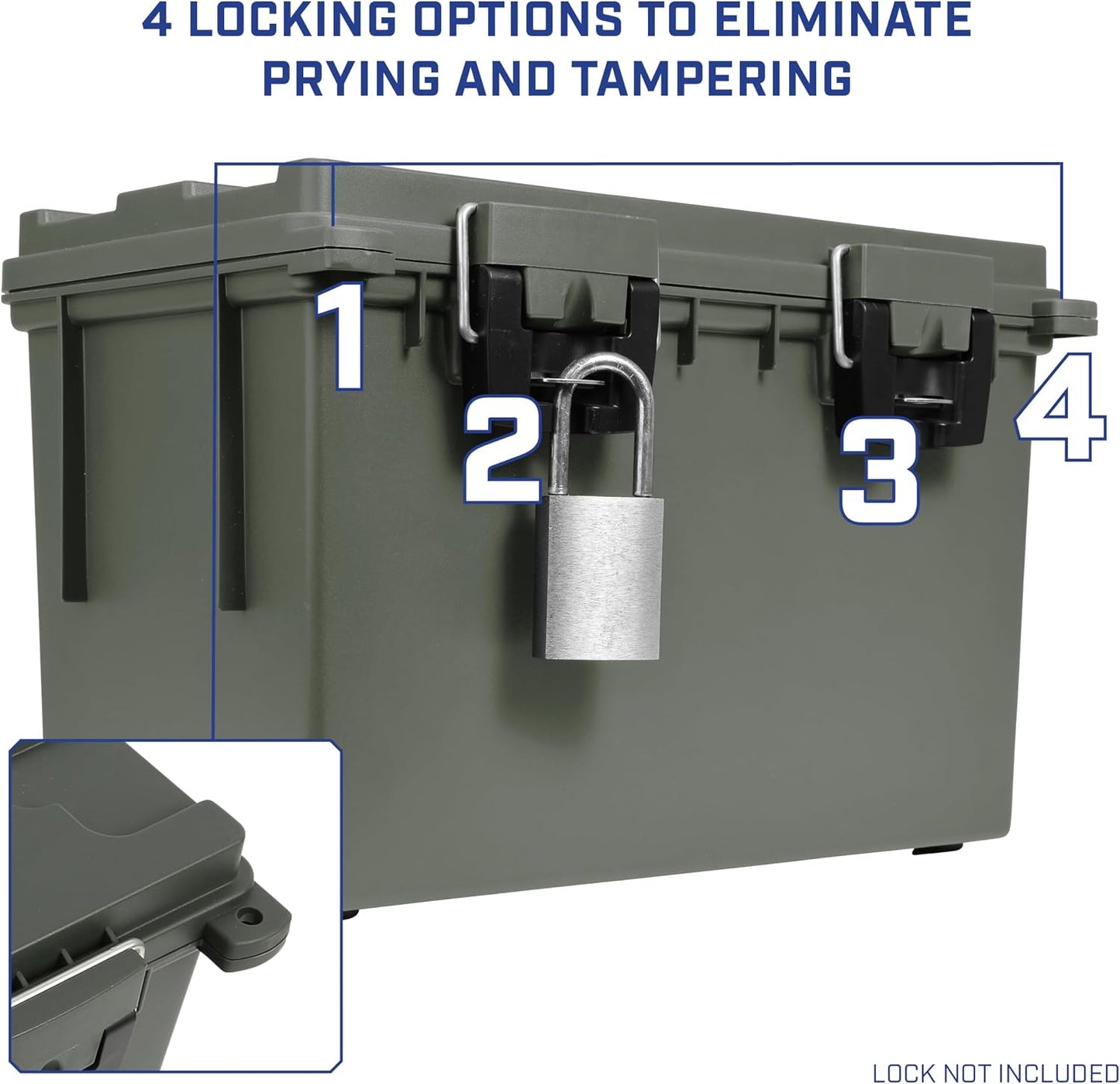 Ammo Box Made in USA, Stackable Lockable Ammo Storage Box, Black | Lockable Storage Box, Water and Dust Resistant Dry Box, Secures Hunting Gear, Gun Accessories, Supplies, and Bullets