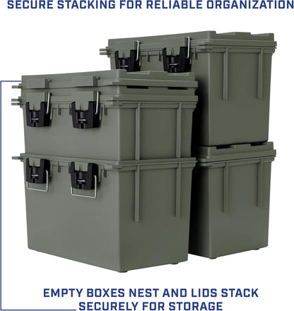 Ammo Box Made in USA, Stackable Lockable Ammo Storage Box, Black | Lockable Storage Box, Water and Dust Resistant Dry Box, Secures Hunting Gear, Gun Accessories, Supplies, and Bullets