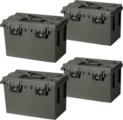 Ammo Box Made in USA, Stackable Lockable Ammo Storage Box, Black | Lockable Storage Box, Water and Dust Resistant Dry Box, Secures Hunting Gear, Gun Accessories, Supplies, and Bullets