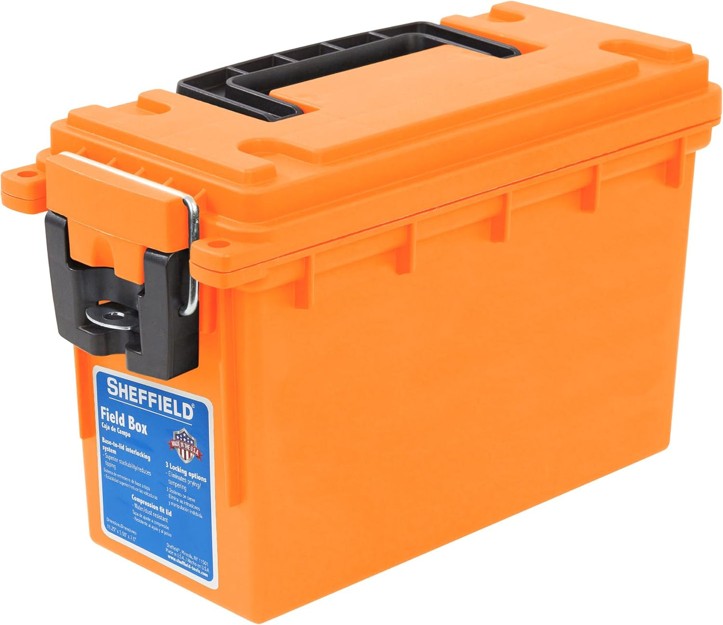 Ammo Box Made in USA, Stackable Lockable Ammo Storage Box, Black | Lockable Storage Box, Water and Dust Resistant Dry Box, Secures Hunting Gear, Gun Accessories, Supplies, and Bullets