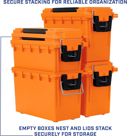 Ammo Box Made in USA, Stackable Lockable Ammo Storage Box, Black | Lockable Storage Box, Water and Dust Resistant Dry Box, Secures Hunting Gear, Gun Accessories, Supplies, and Bullets