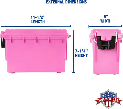 Ammo Box Made in USA, Stackable Lockable Ammo Storage Box, Black | Lockable Storage Box, Water and Dust Resistant Dry Box, Secures Hunting Gear, Gun Accessories, Supplies, and Bullets