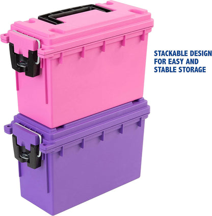 Ammo Box Made in USA, Stackable Lockable Ammo Storage Box, Black | Lockable Storage Box, Water and Dust Resistant Dry Box, Secures Hunting Gear, Gun Accessories, Supplies, and Bullets
