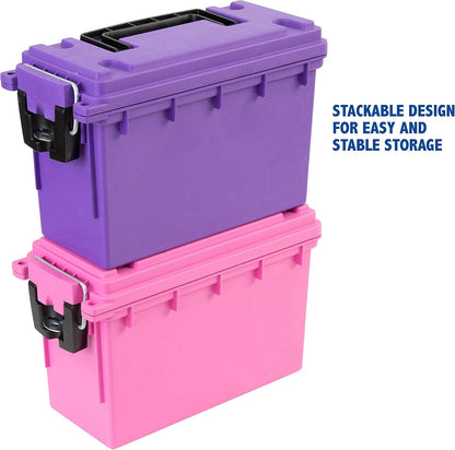 Ammo Box Made in USA, Stackable Lockable Ammo Storage Box, Black | Lockable Storage Box, Water and Dust Resistant Dry Box, Secures Hunting Gear, Gun Accessories, Supplies, and Bullets