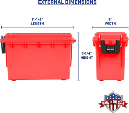 Ammo Box Made in USA, Stackable Lockable Ammo Storage Box, Black | Lockable Storage Box, Water and Dust Resistant Dry Box, Secures Hunting Gear, Gun Accessories, Supplies, and Bullets