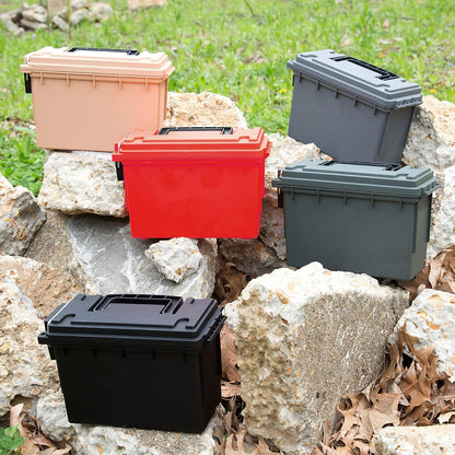 Ammo Box Made in USA, Stackable Lockable Ammo Storage Box, Black | Lockable Storage Box, Water and Dust Resistant Dry Box, Secures Hunting Gear, Gun Accessories, Supplies, and Bullets