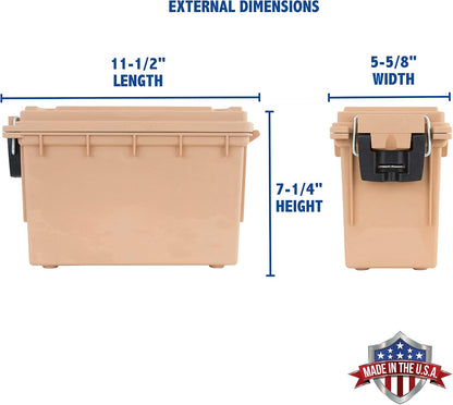 Ammo Box Made in USA, Stackable Lockable Ammo Storage Box, Black | Lockable Storage Box, Water and Dust Resistant Dry Box, Secures Hunting Gear, Gun Accessories, Supplies, and Bullets