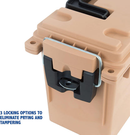 Ammo Box Made in USA, Stackable Lockable Ammo Storage Box, Black | Lockable Storage Box, Water and Dust Resistant Dry Box, Secures Hunting Gear, Gun Accessories, Supplies, and Bullets