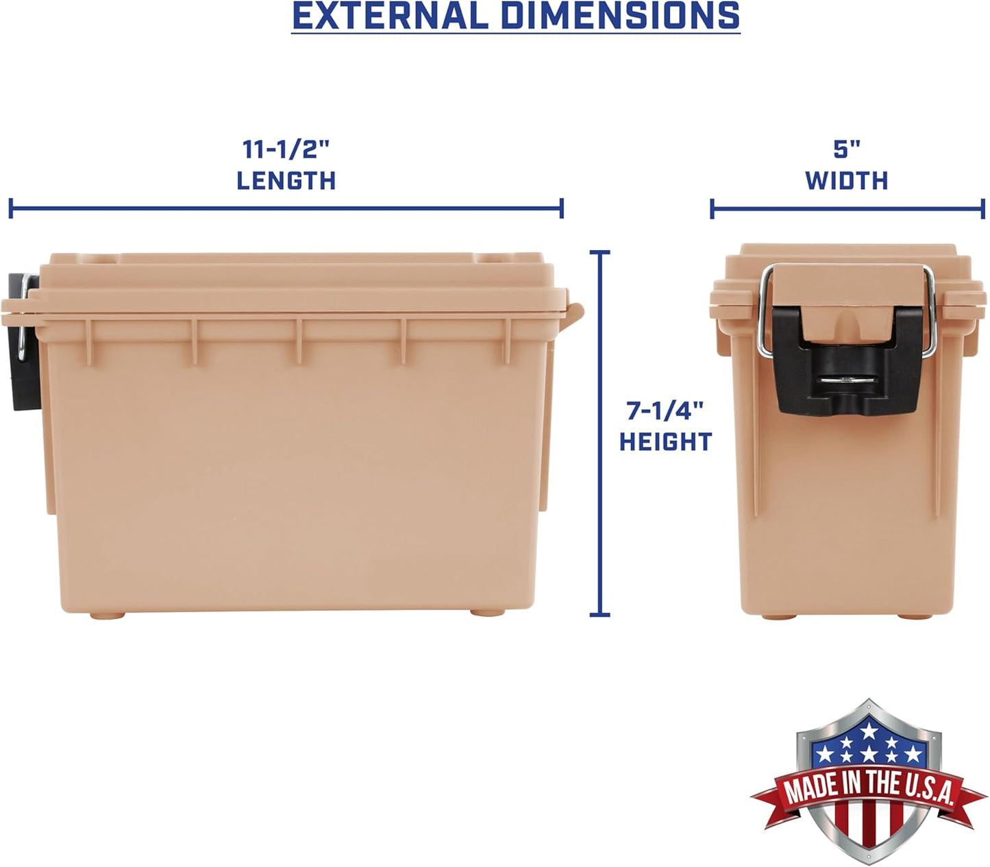 Ammo Box Made in USA, Stackable Lockable Ammo Storage Box, Black | Lockable Storage Box, Water and Dust Resistant Dry Box, Secures Hunting Gear, Gun Accessories, Supplies, and Bullets