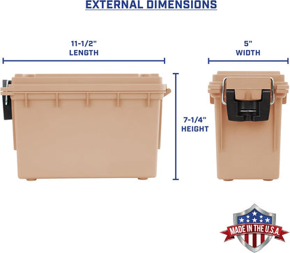 Ammo Box Made in USA, Stackable Lockable Ammo Storage Box, Black | Lockable Storage Box, Water and Dust Resistant Dry Box, Secures Hunting Gear, Gun Accessories, Supplies, and Bullets