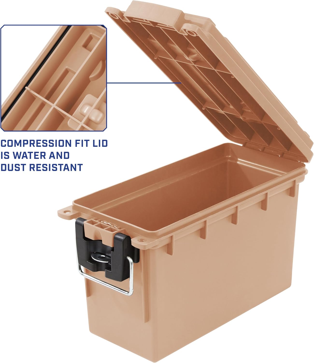 Ammo Box Made in USA, Stackable Lockable Ammo Storage Box, Black | Lockable Storage Box, Water and Dust Resistant Dry Box, Secures Hunting Gear, Gun Accessories, Supplies, and Bullets