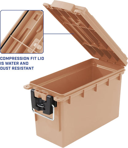 Ammo Box Made in USA, Stackable Lockable Ammo Storage Box, Black | Lockable Storage Box, Water and Dust Resistant Dry Box, Secures Hunting Gear, Gun Accessories, Supplies, and Bullets