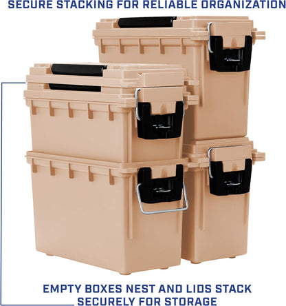 Ammo Box Made in USA, Stackable Lockable Ammo Storage Box, Black | Lockable Storage Box, Water and Dust Resistant Dry Box, Secures Hunting Gear, Gun Accessories, Supplies, and Bullets