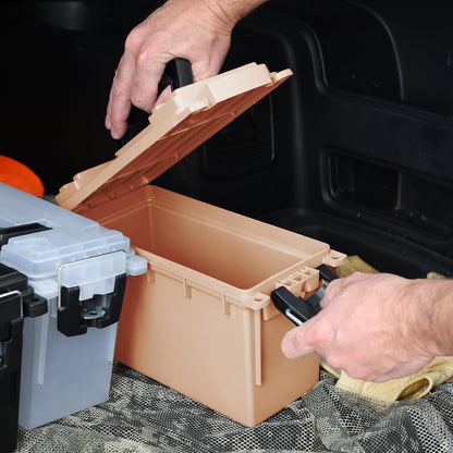 Ammo Box Made in USA, Stackable Lockable Ammo Storage Box, Black | Lockable Storage Box, Water and Dust Resistant Dry Box, Secures Hunting Gear, Gun Accessories, Supplies, and Bullets
