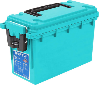 Ammo Box Made in USA, Stackable Lockable Ammo Storage Box, Black | Lockable Storage Box, Water and Dust Resistant Dry Box, Secures Hunting Gear, Gun Accessories, Supplies, and Bullets