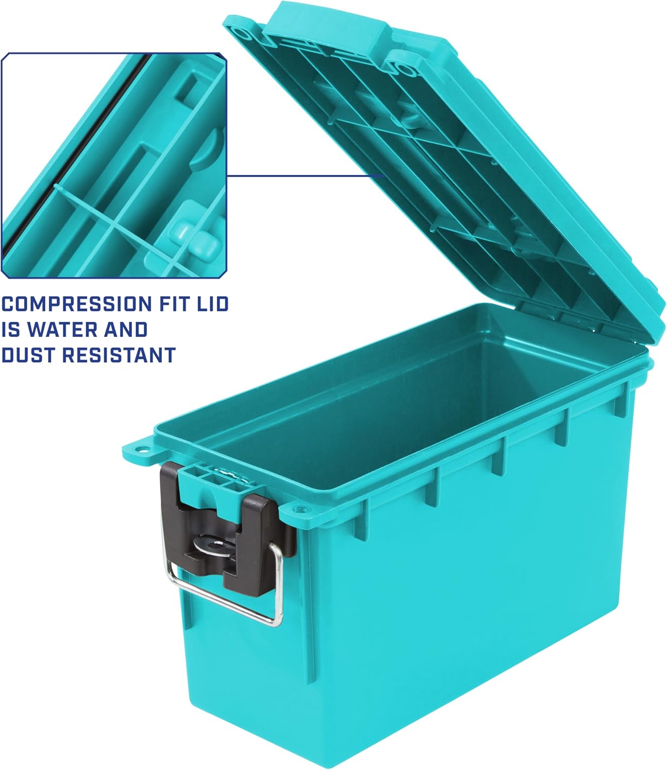 Ammo Box Made in USA, Stackable Lockable Ammo Storage Box, Black | Lockable Storage Box, Water and Dust Resistant Dry Box, Secures Hunting Gear, Gun Accessories, Supplies, and Bullets