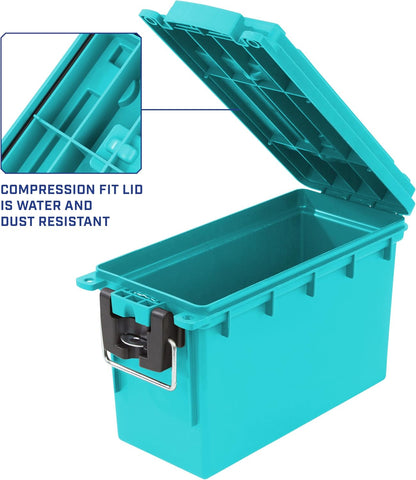 Ammo Box Made in USA, Stackable Lockable Ammo Storage Box, Black | Lockable Storage Box, Water and Dust Resistant Dry Box, Secures Hunting Gear, Gun Accessories, Supplies, and Bullets