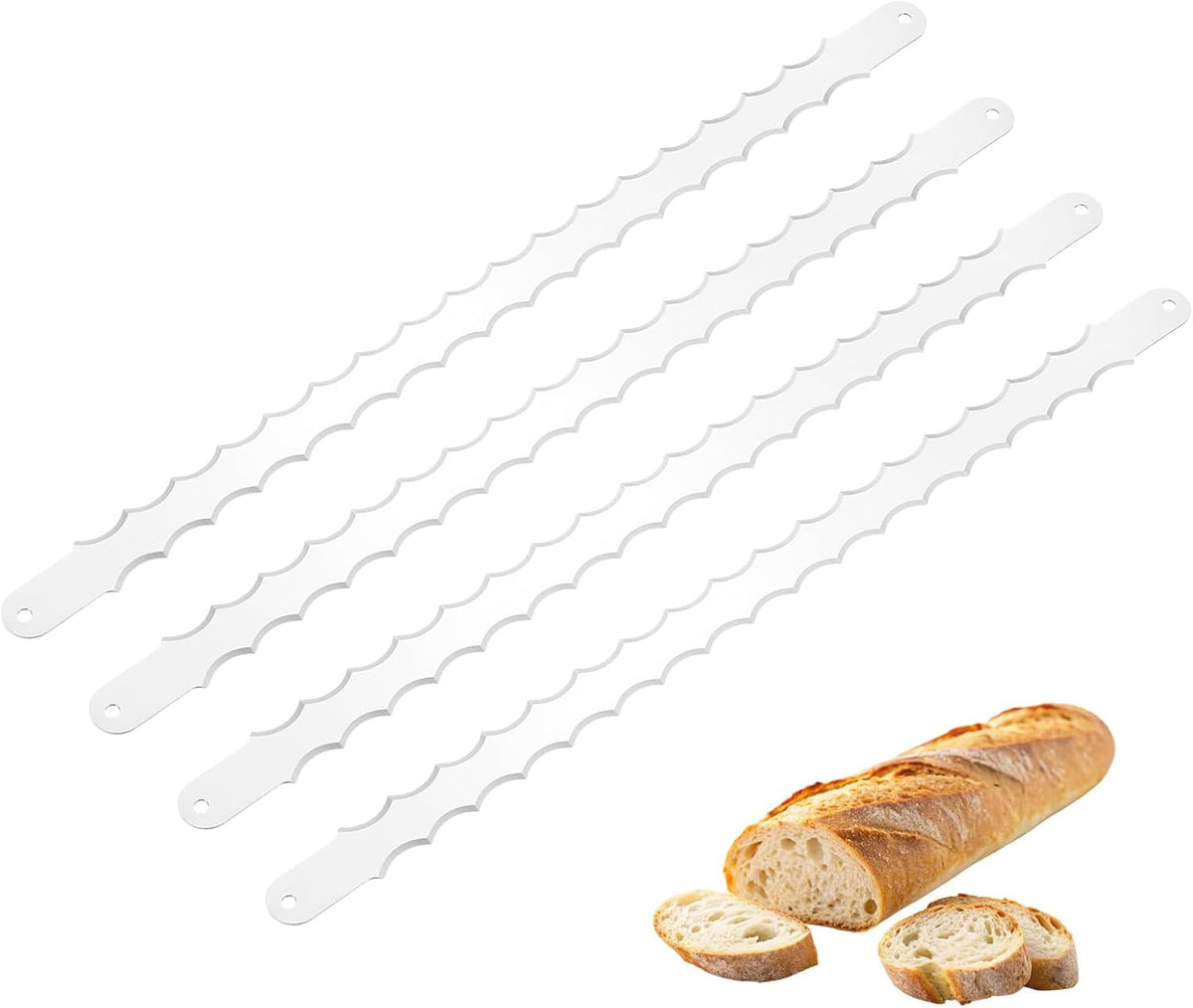 2 Pcs Stainless Steel Bread Knife Blade, 11" Sourdough Knife for Wooden Bread Slicer Double-Sided Serrated Cutter for Homemade Bagels Baking