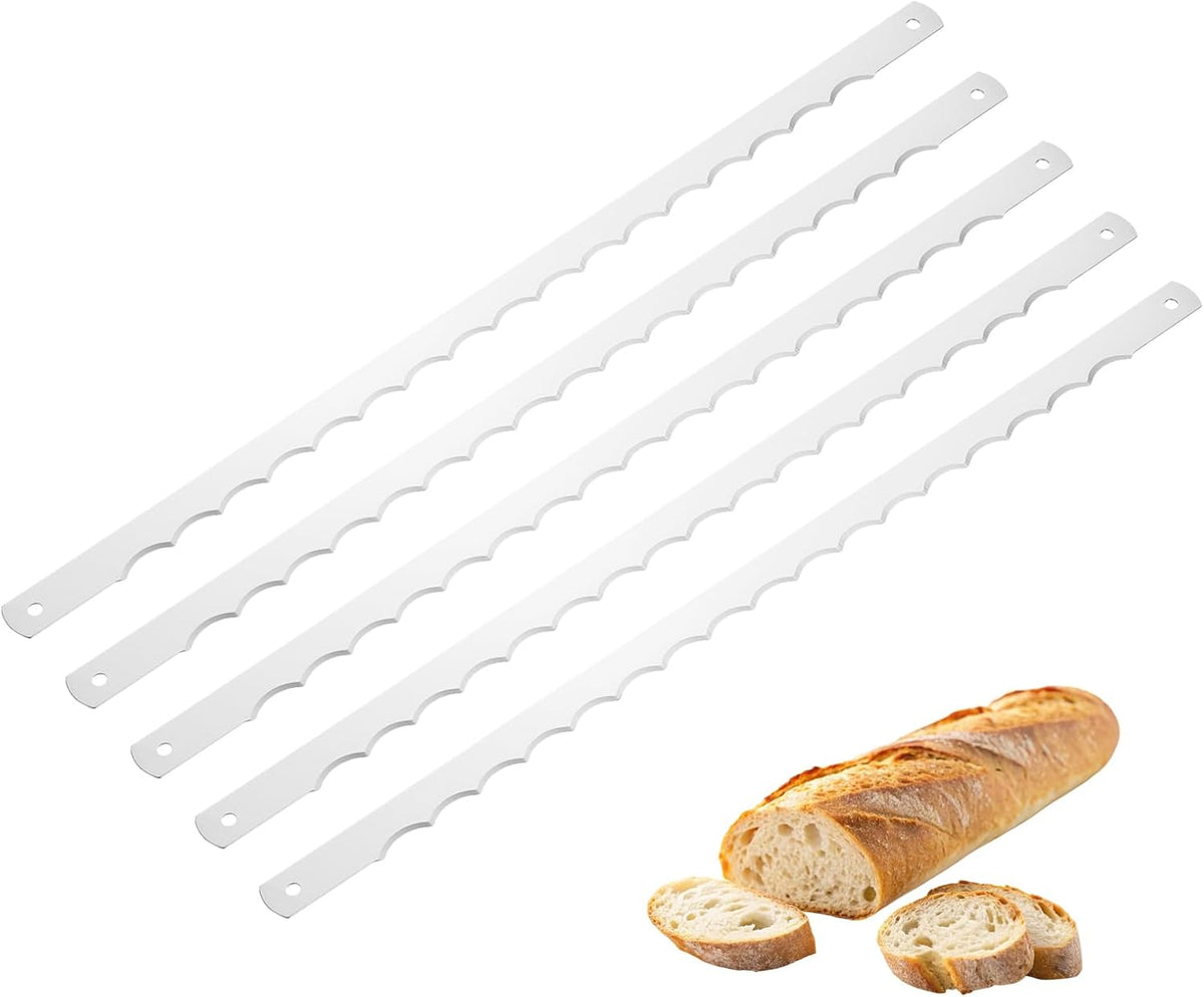 2 Pcs Stainless Steel Bread Knife Blade, 11" Sourdough Knife for Wooden Bread Slicer Double-Sided Serrated Cutter for Homemade Bagels Baking