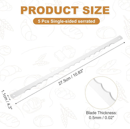 2 Pcs Stainless Steel Bread Knife Blade, 11" Sourdough Knife for Wooden Bread Slicer Double-Sided Serrated Cutter for Homemade Bagels Baking