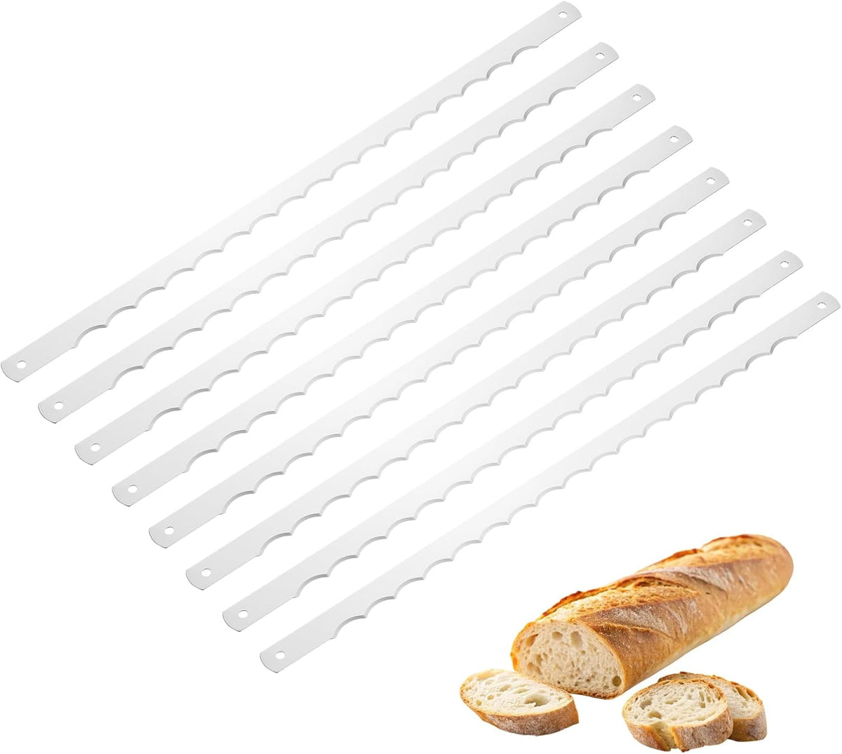 2 Pcs Stainless Steel Bread Knife Blade, 11" Sourdough Knife for Wooden Bread Slicer Double-Sided Serrated Cutter for Homemade Bagels Baking