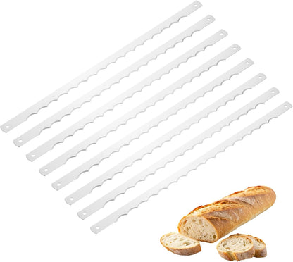 2 Pcs Stainless Steel Bread Knife Blade, 11" Sourdough Knife for Wooden Bread Slicer Double-Sided Serrated Cutter for Homemade Bagels Baking