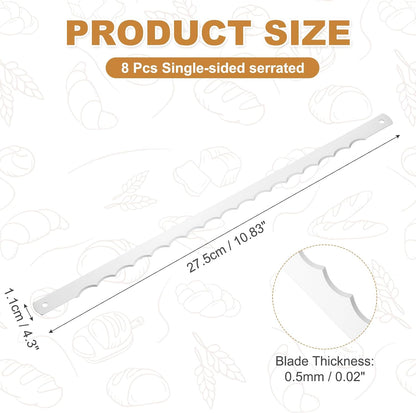 2 Pcs Stainless Steel Bread Knife Blade, 11" Sourdough Knife for Wooden Bread Slicer Double-Sided Serrated Cutter for Homemade Bagels Baking