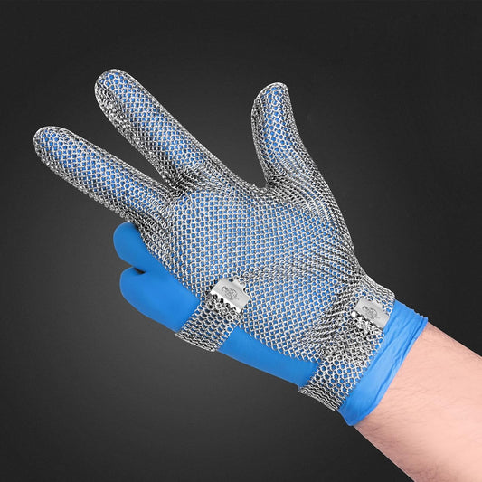 3-Finger Chainmail Glove for Butcher,Cut Resistant Glove Food Grade(L) | RETON-PPE 316L Stainless Steel Gloves Mesh Metal Glove,Food Grade Safety Work Cut Proof,Meat Cutting Wood processing