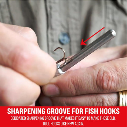 Serrated Knife Sharpener Rod - Retractable Diamond Sharpening Rod - Ultra Portable Diamond Knife Sharpener Rod - Mini Pocket Sharpener for Outdoor Hunting Fishing (FE-RDSR)