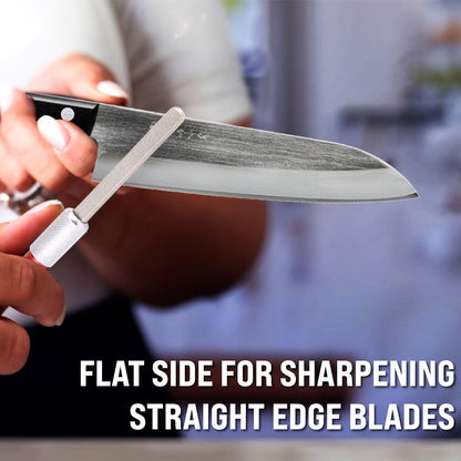 Serrated Knife Sharpener Rod - Retractable Diamond Sharpening Rod - Ultra Portable Diamond Knife Sharpener Rod - Mini Pocket Sharpener for Outdoor Hunting Fishing (FE-RDSR)