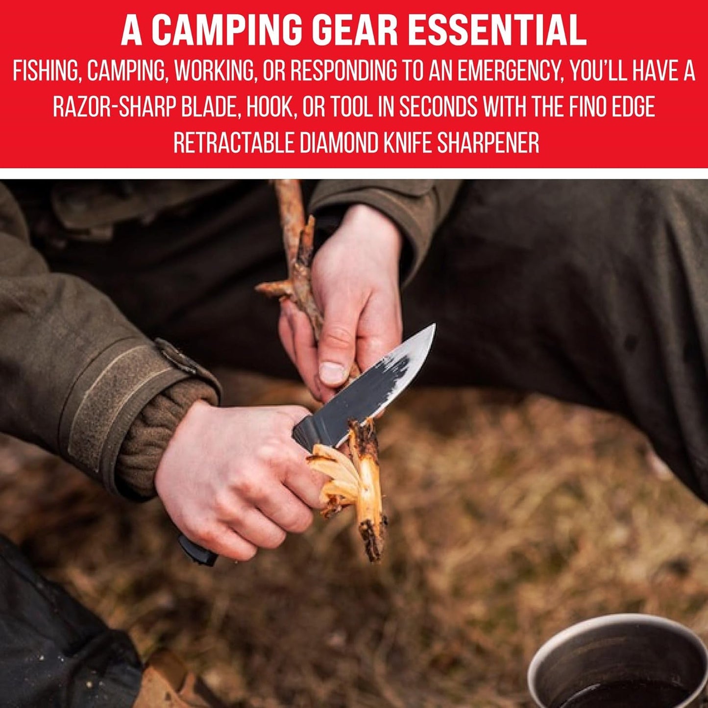 Serrated Knife Sharpener Rod - Retractable Diamond Sharpening Rod - Ultra Portable Diamond Knife Sharpener Rod - Mini Pocket Sharpener for Outdoor Hunting Fishing (FE-RDSR)