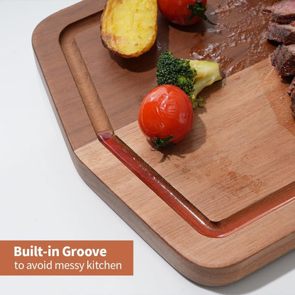 Acacia Wood Cutting Board 12 x 8 In, Wooden Cutting Boards for Kitchen Non Toxic Dishwasher Safe Non Slip, Small Cutting Board for Meat, Charcuterie, Chopping