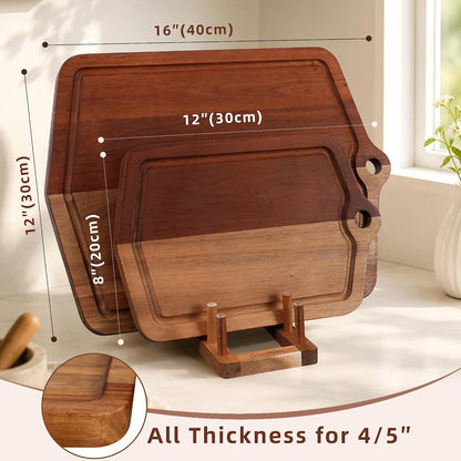Acacia Wood Cutting Board 12 x 8 In, Wooden Cutting Boards for Kitchen Non Toxic Dishwasher Safe Non Slip, Small Cutting Board for Meat, Charcuterie, Chopping