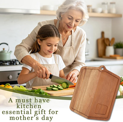 Acacia Wood Cutting Board 12 x 8 In, Wooden Cutting Boards for Kitchen Non Toxic Dishwasher Safe Non Slip, Small Cutting Board for Meat, Charcuterie, Chopping