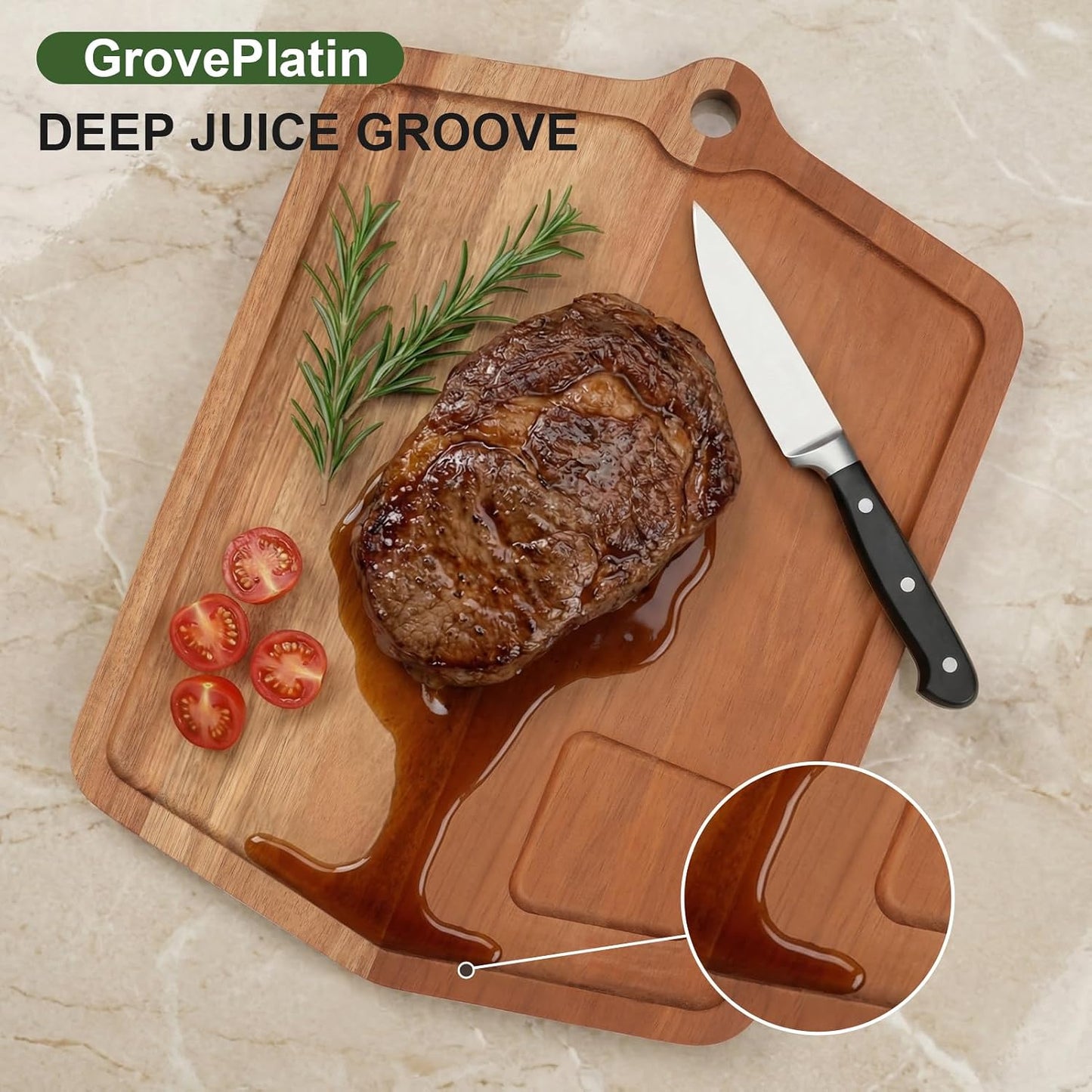 Acacia Wood Cutting Board 12 x 8 In, Wooden Cutting Boards for Kitchen Non Toxic Dishwasher Safe Non Slip, Small Cutting Board for Meat, Charcuterie, Chopping